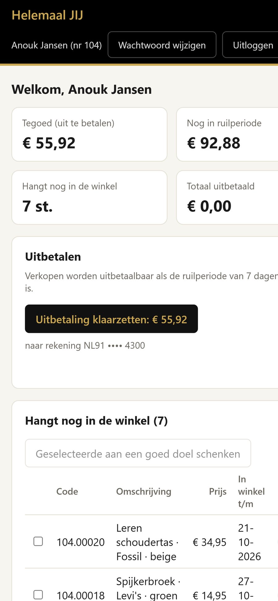 Klantenportaal op de telefoon